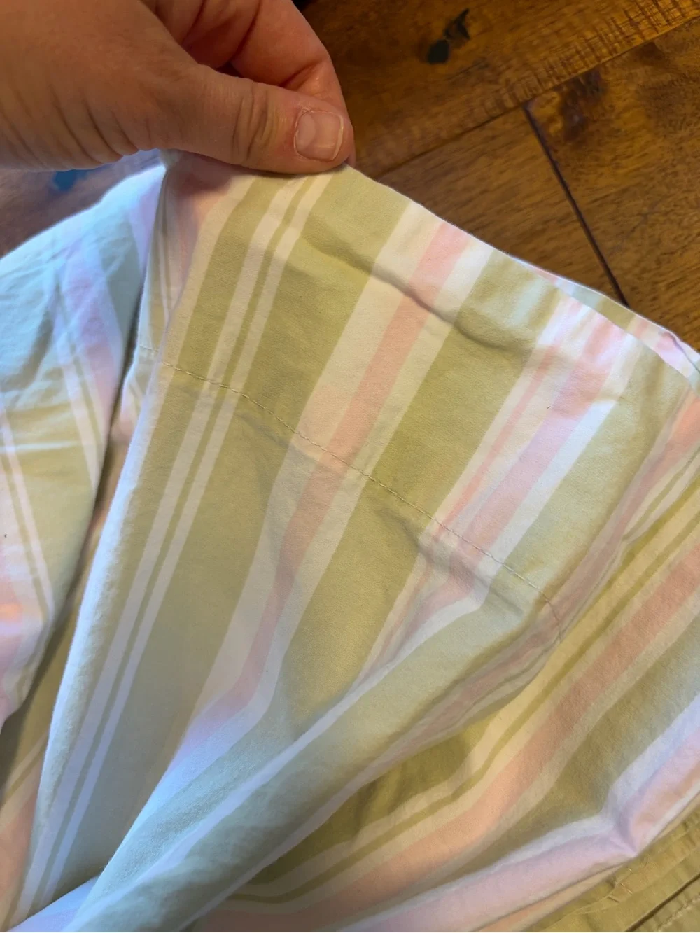 Simply Shabby Chic Twin Sheet Set Rachel Ashwell Pink Green Stripe 100% Cotton